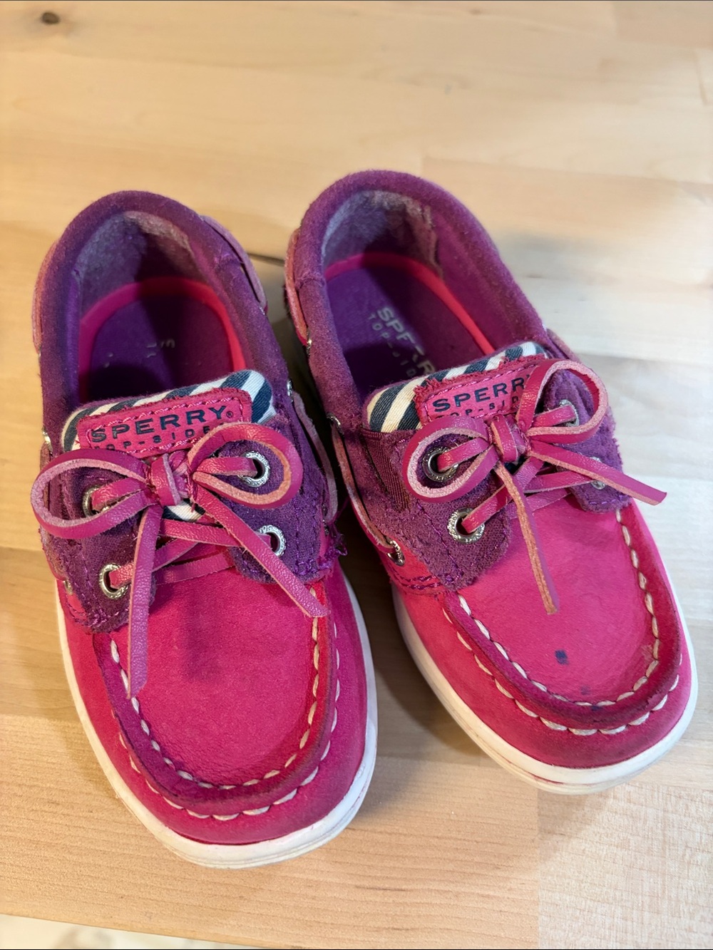 Sperry Kids Magenta and Purple Suede Boat Shoes